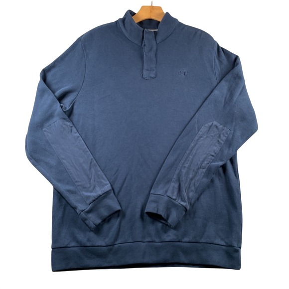 Ashworth Other - Ashworth Mens Pullover Sweater Dark Blue Mock Neck Elbow Patches Size‎ L